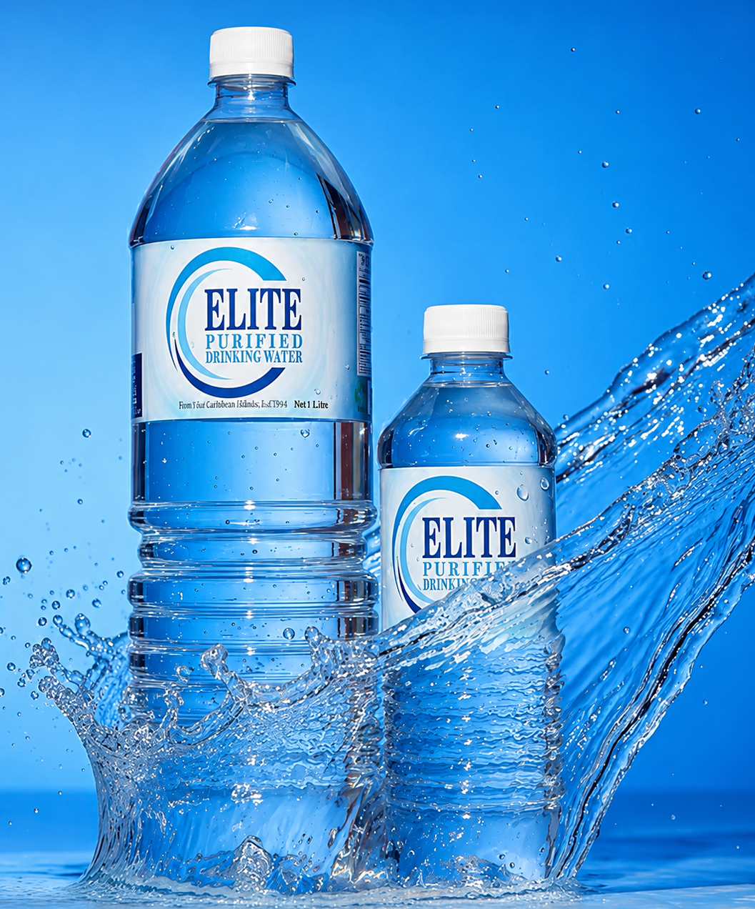 Large blue purified water bottles stacked for delivery