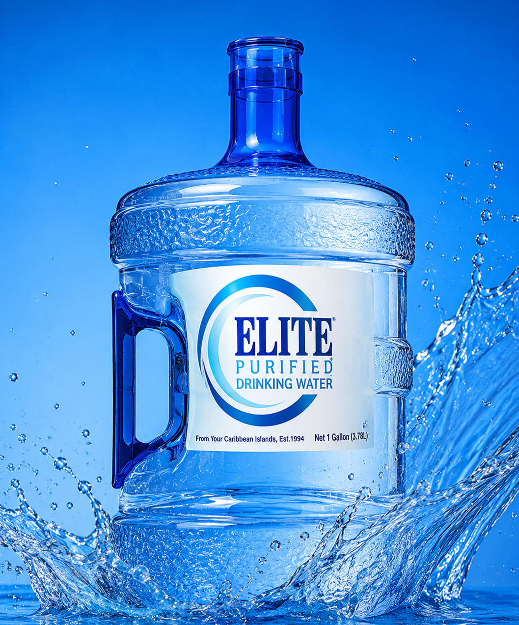Refreshing bottled drinking water on a clean blue background